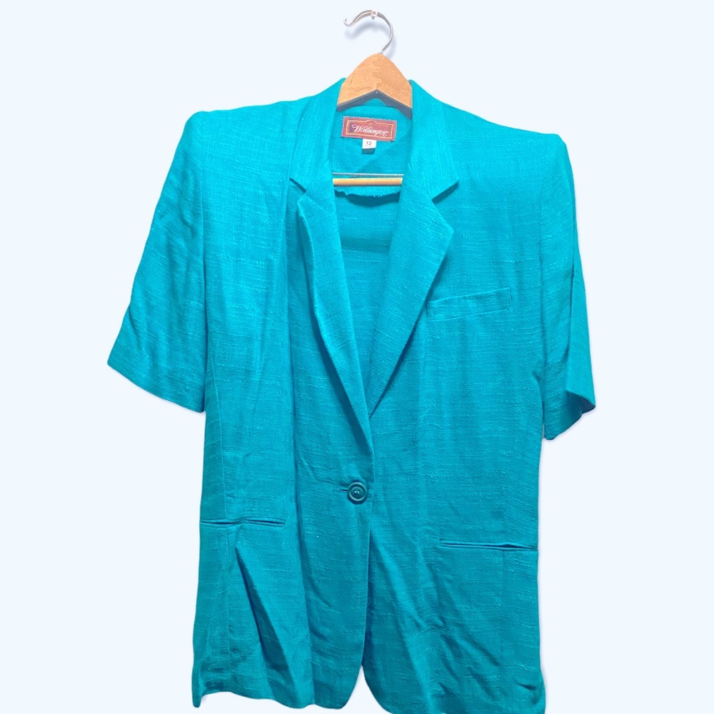 Classic 80s retro short sleeve 1 button blazer by worthington